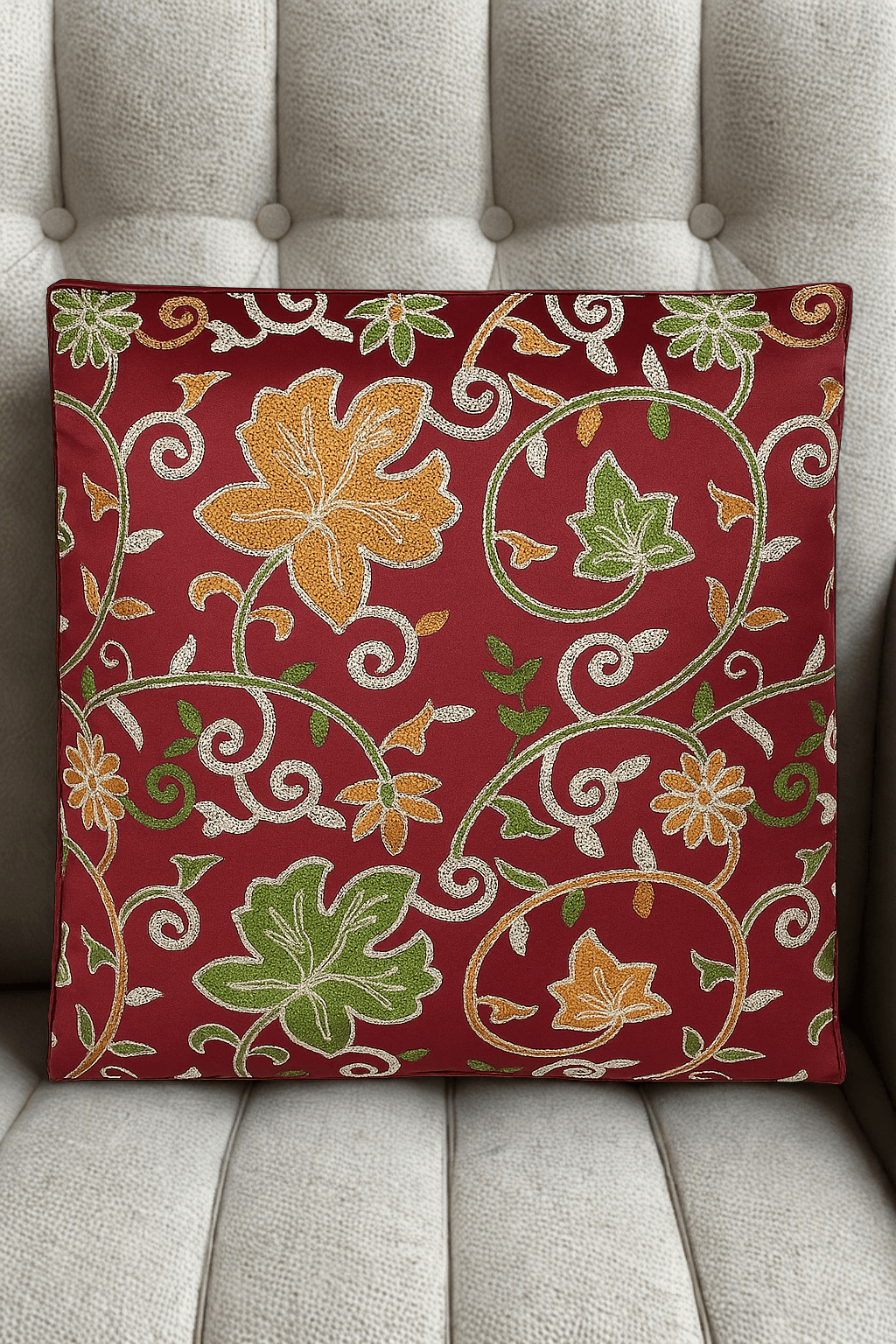 Maroon Luxe Cushion Cover β Decorative Embroidery Finish, Set of 6 β Embroidered Cushion Covers - Homes and Company