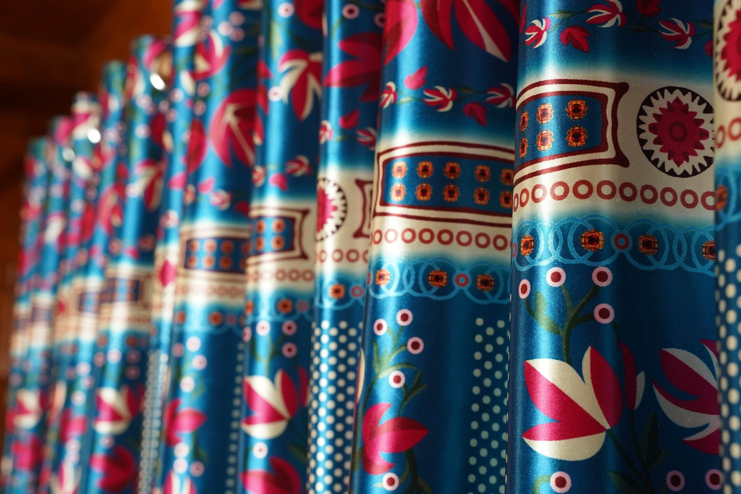 Blue Curtain with Heavy Digital Crewel Print โ 4ft x 7.5ft, Pack of 2 (Buy 2 for a complete window look) - Homes and Company
