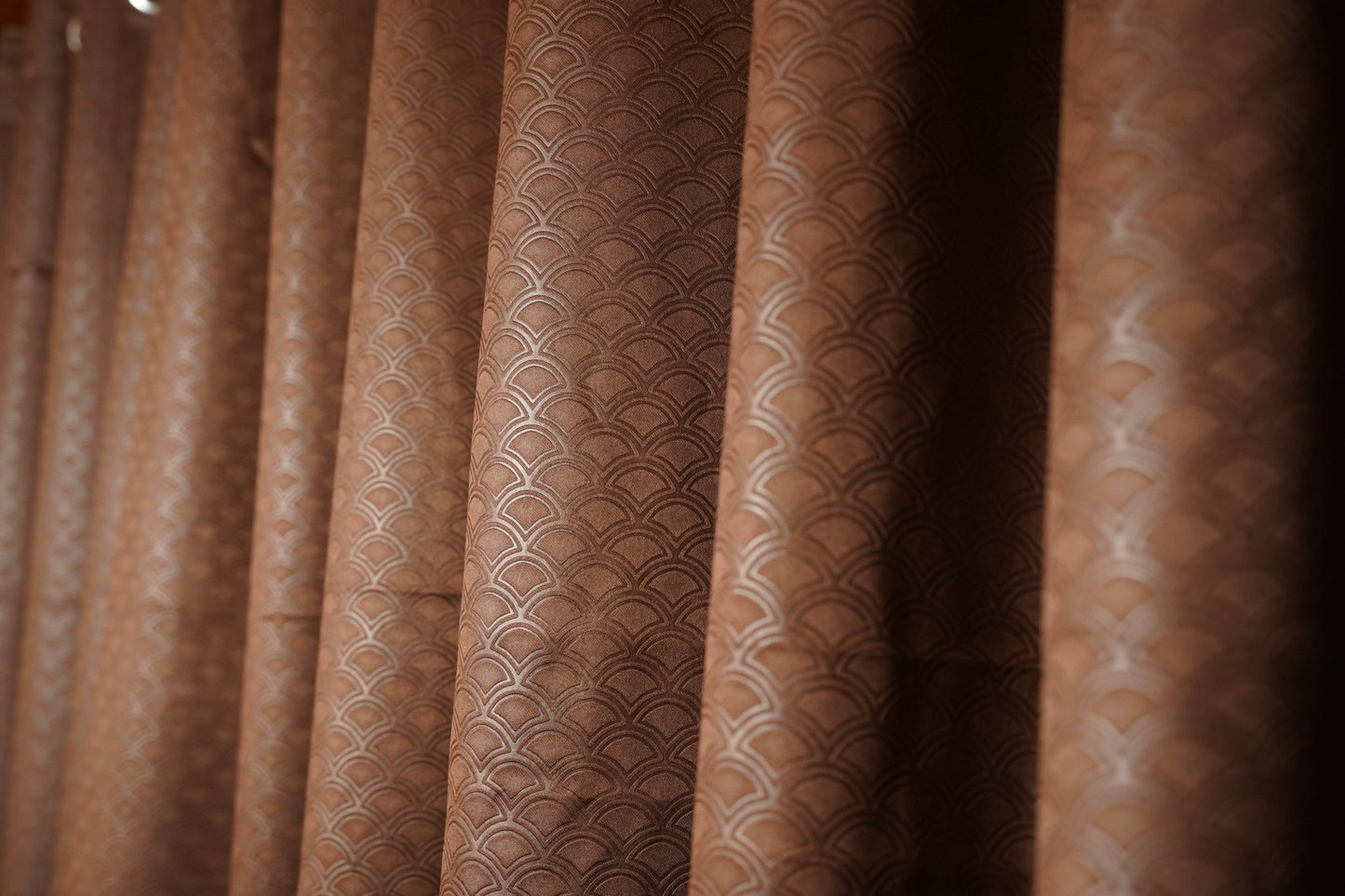 Brown Embossed 100% Blackout Curtain โ 4ft x 7.5ft, Pack of 2 (Buy 2 for a complete window look) - Homes and Company