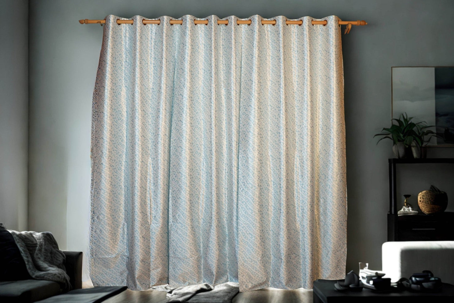 Daily Use Curtain – Blue Textured, 4x7.5 Ft, Modern Look |Pack of 2 - Homes and Company