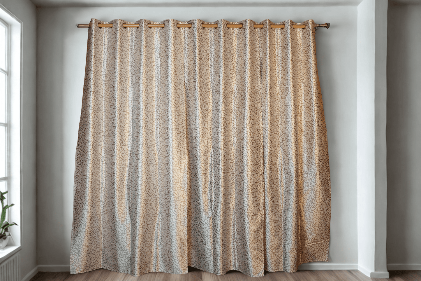 Elegant Crackle - Pattern Eyelet Curtain – Light Beige, 4x7.5 Ft – Modern & Minimalistic Look |Pack of 2 - Homes and Company