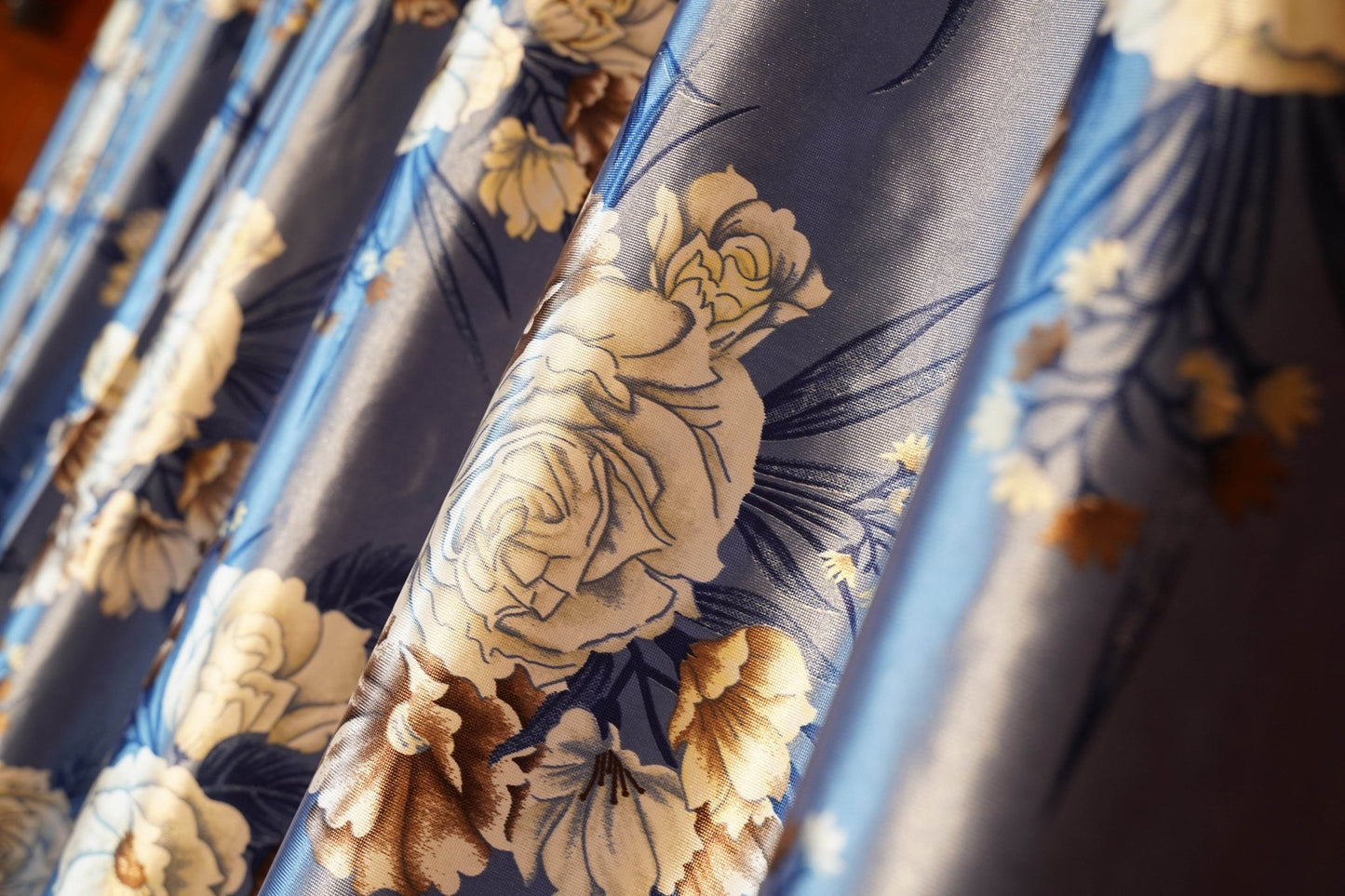 Everyday Blue Curtain | Subtle Floral Design | Easy to Install | Pack of 2 - Homes and Company
