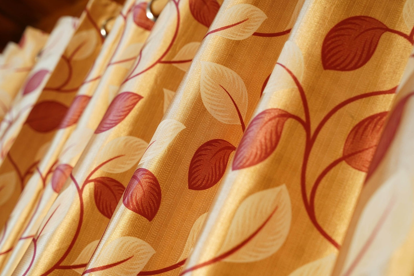 Everyday Floral Curtain | Warm Cream & Maroon | 4 x 7.5 Ft |Pack of 2 - Homes and Company