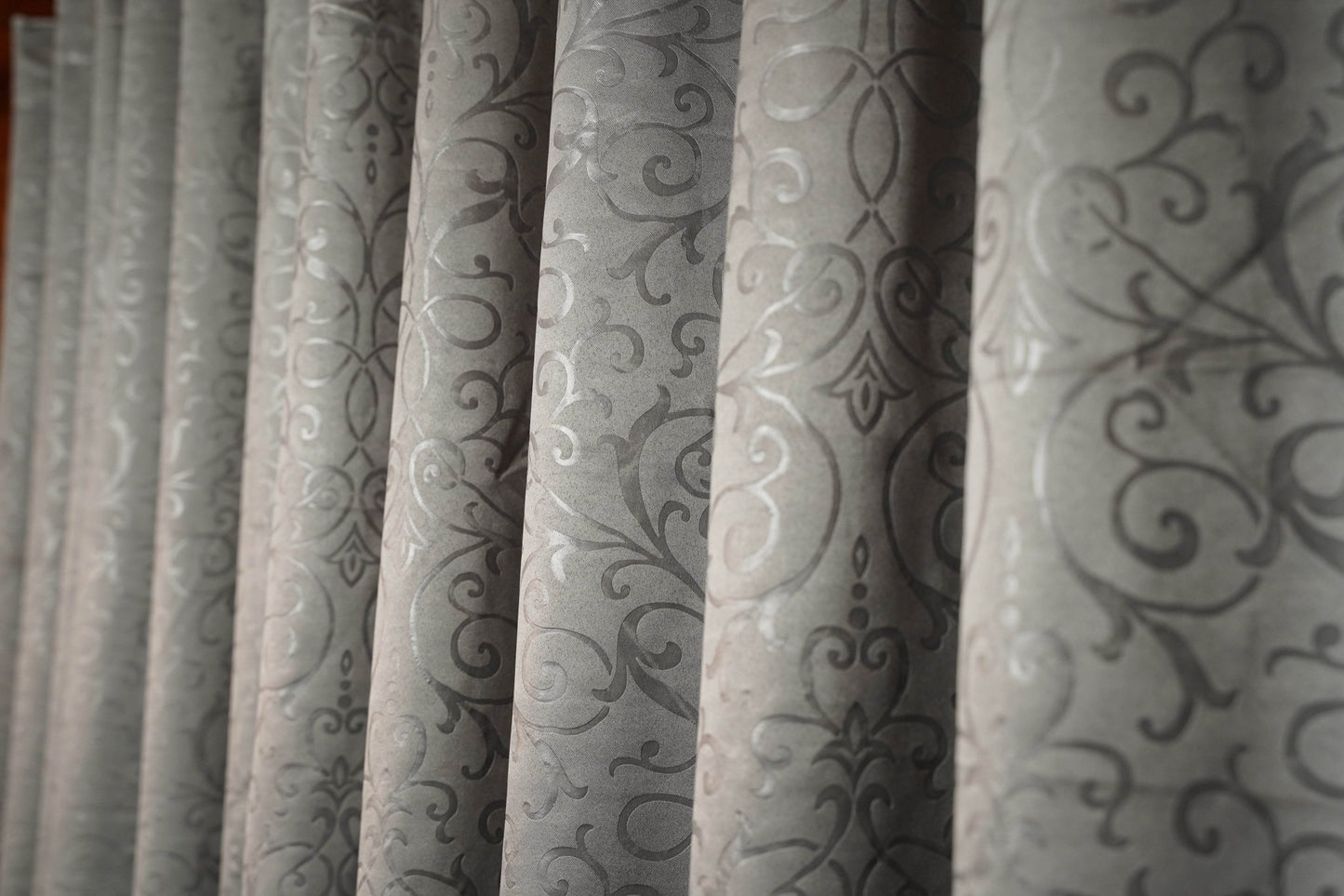 Grey Embossed 100% Blackout Curtain โ 4ft x 7.5ft, Pack of 2(Buy 2 for a complete window look) - Homes and Company