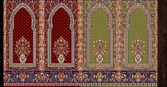 Heat - Set Mosque Prayer Carpet Roll – Mihrab Arch Design - Homes and Company