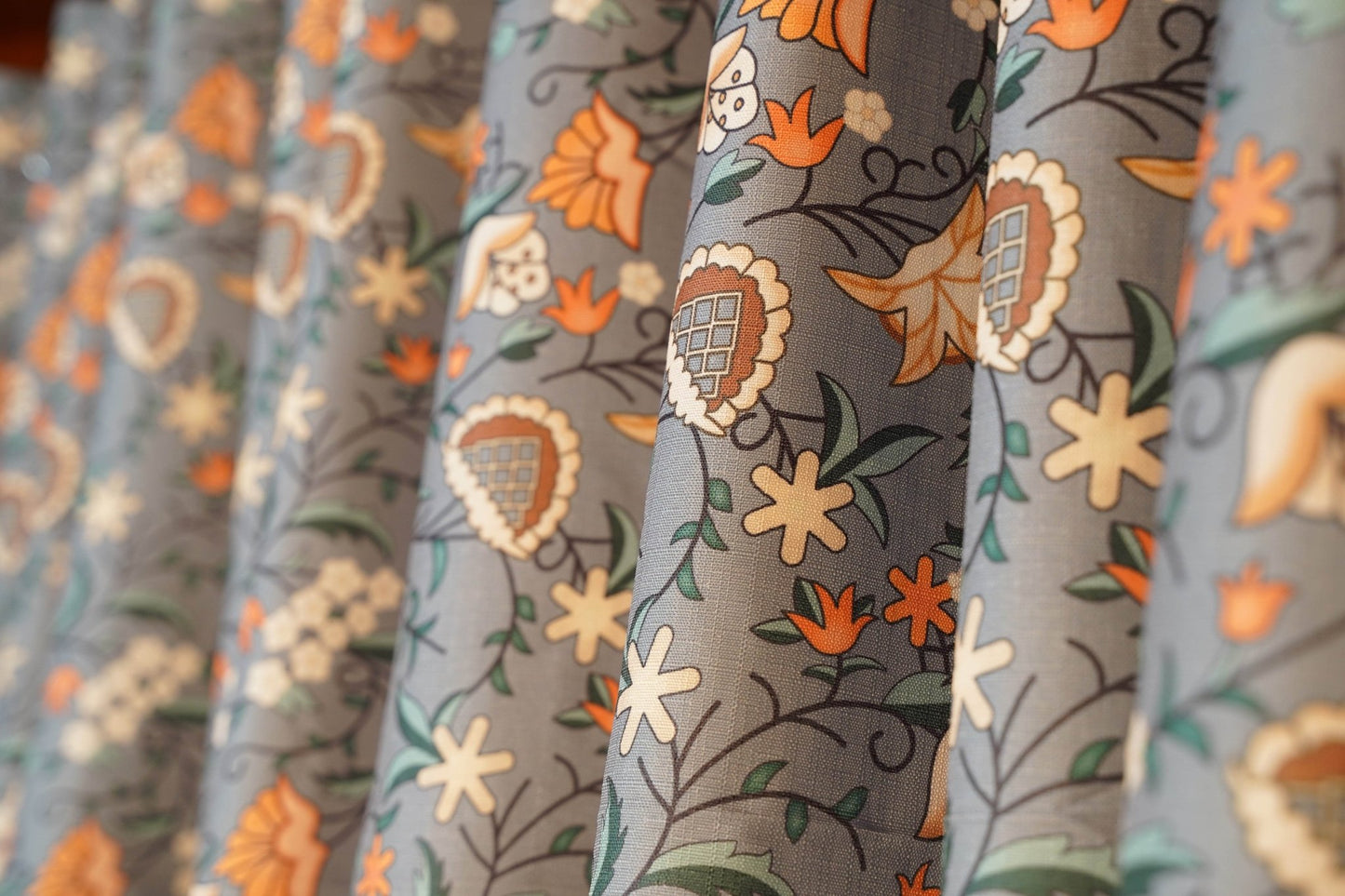 Modern Ethnic Curtain | Grey Base with Digital Print | Pack of 2 - Homes and Company