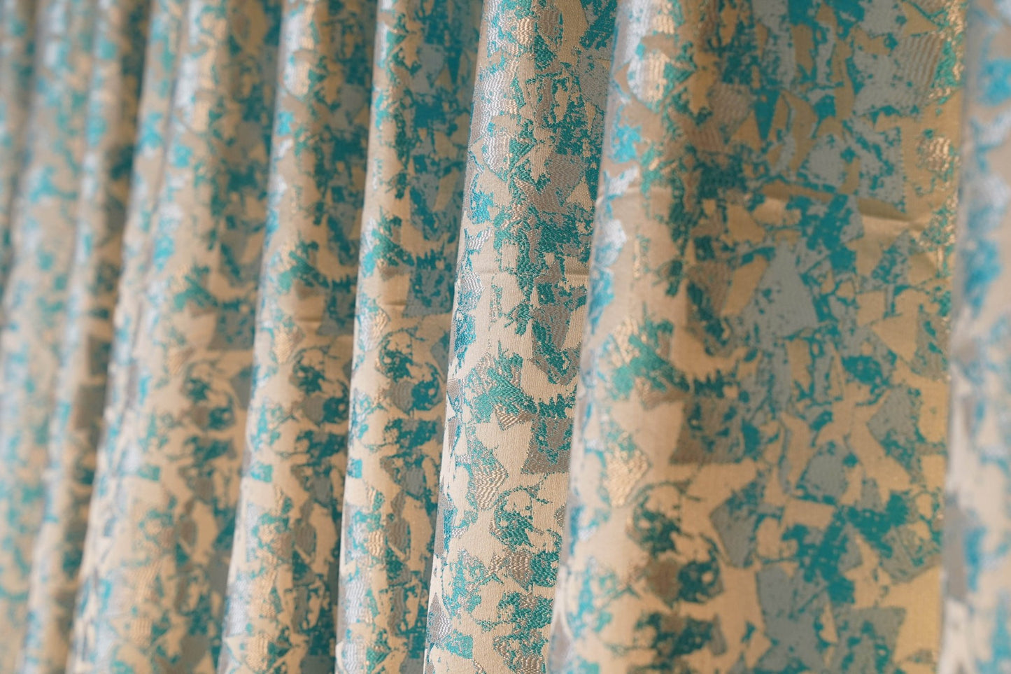 Turquoise Blue Jacquard Curtain | 70% Blackout | Pack of 2 | 4 x 7.5 Ft | - Homes and Company