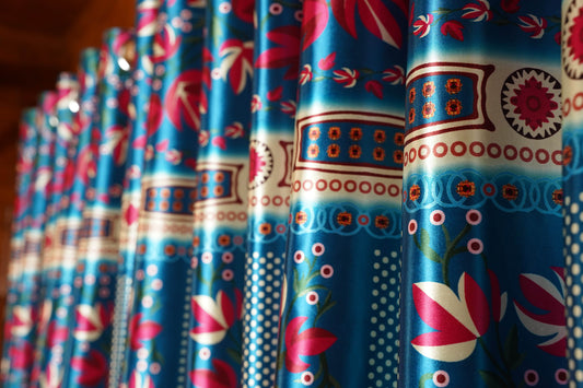 Blue Curtain with Heavy Digital Crewel Print – 4ft x 7.5ft, Pack of 2 (Buy 2 for a complete window look) - Homes and Company