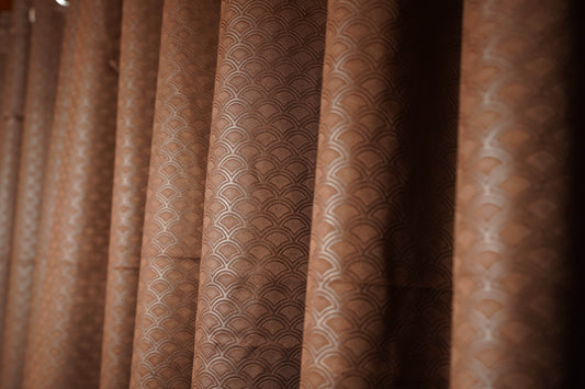Brown Embossed 100% Blackout Curtain – 4ft x 7.5ft, Pack of 2 (Buy 2 for a complete window look) - Homes and Company