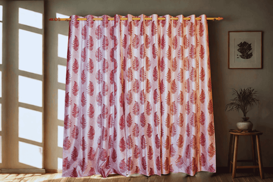 Affordable Floral Curtain | Pink Polyester | Perfect for Any Room | Pack of 2 - Homes and Company
