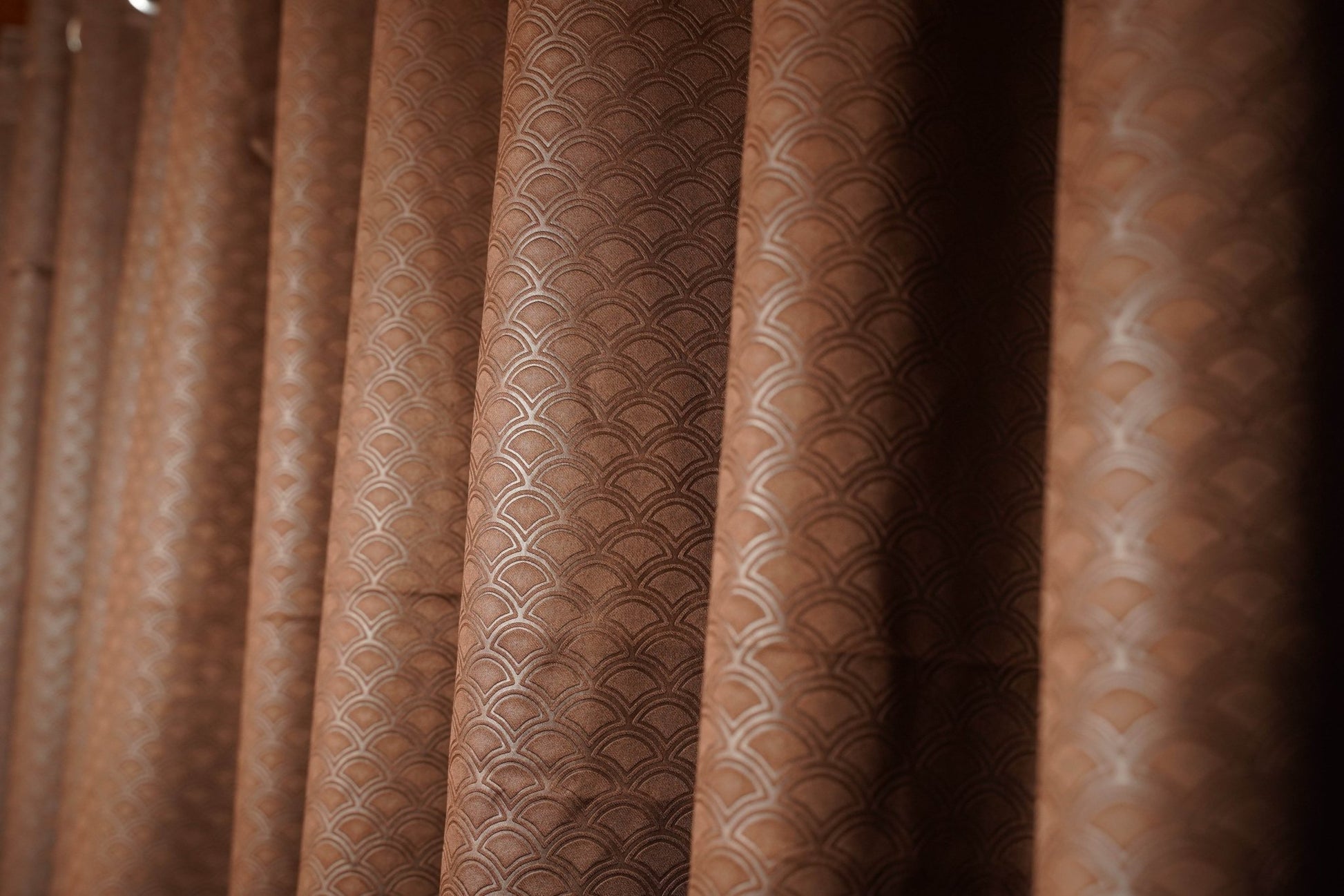 Brown Embossed 100% Blackout Curtain – 4ft x 7.5ft, Pack of 2 (Buy 2 for a complete window look) - Homes and Company
