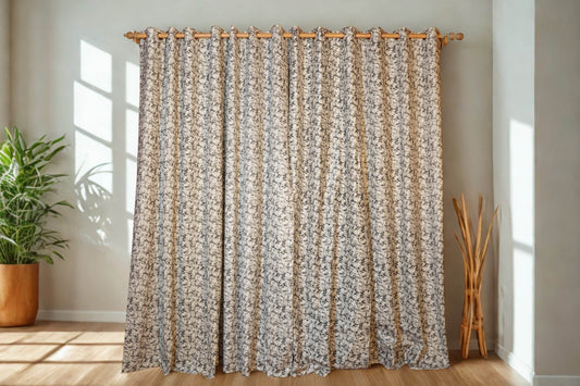 Cream Textured Velvet Curtain – 4ft x 7.5ft, Pack of 2 - Homes and Company
