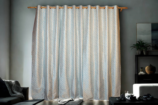 Daily Use Curtain – Blue Textured, 4x7.5 Ft, Modern Look |Pack of 2 - Homes and Company