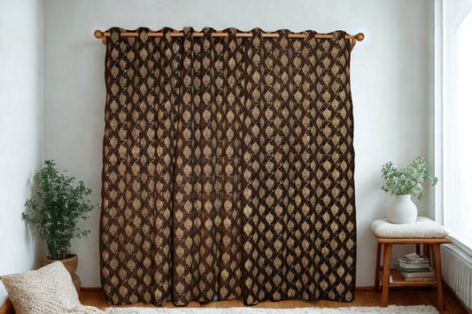 Damask zari Design Velvet Curtain For Winter and summer Ready 4*7.5|Pack of 2 - Homes and Company