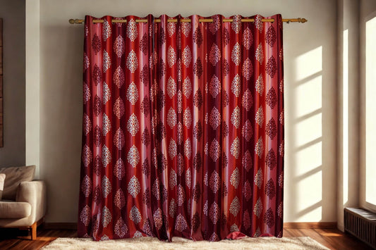 Dual‑Tone Damask Curtain | Silk‑Look Shine | (4 x 7.5 ft) | Living Room Accent |Pack of 2 - Homes and Company