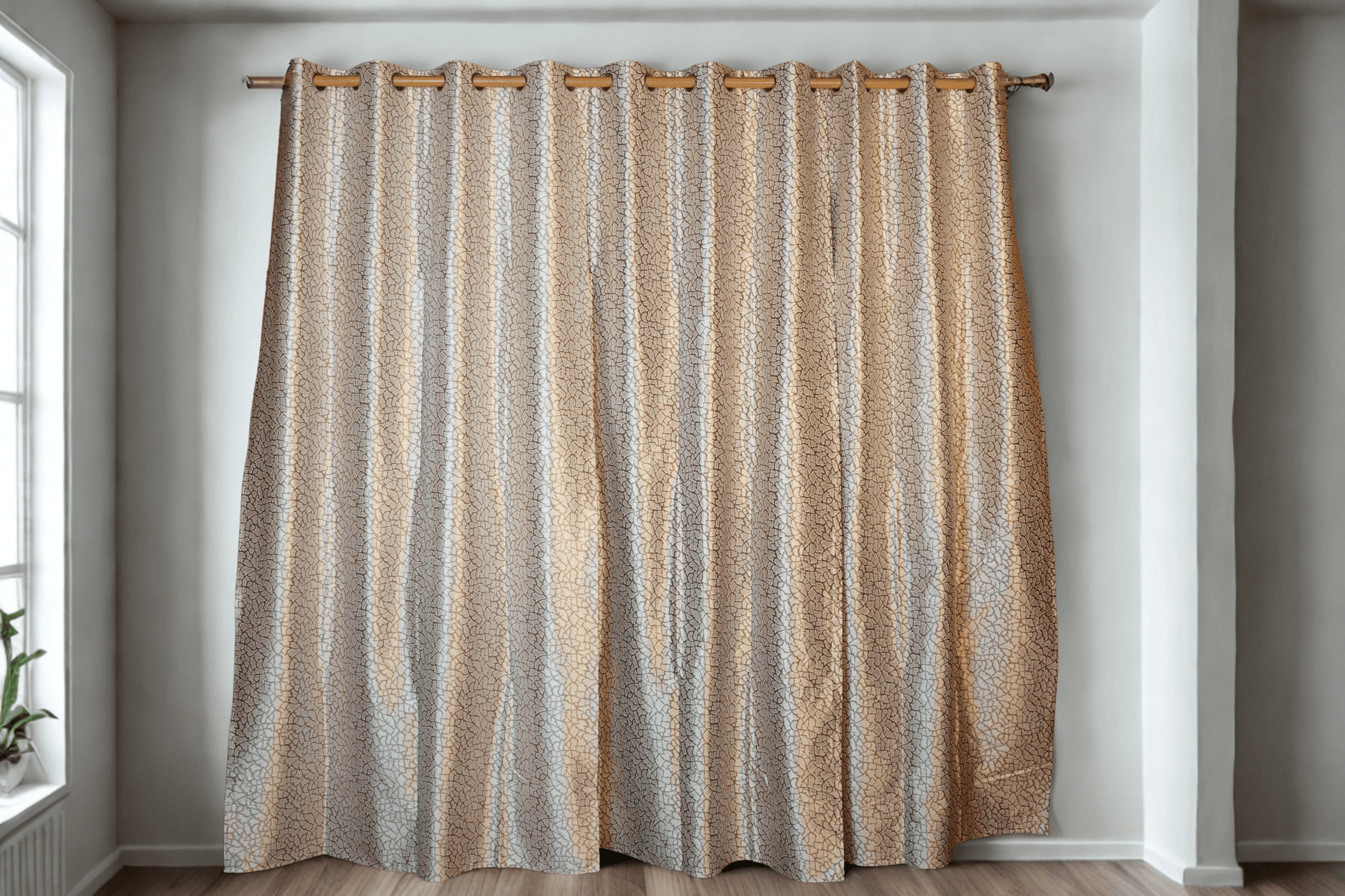 Elegant Crackle - Pattern Eyelet Curtain – Light Beige, 4x7.5 Ft – Modern & Minimalistic Look |Pack of 2 - Homes and Company