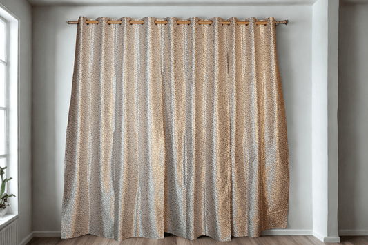 Elegant Crackle - Pattern Eyelet Curtain – Light Beige, 4x7.5 Ft – Modern & Minimalistic Look |Pack of 2 - Homes and Company