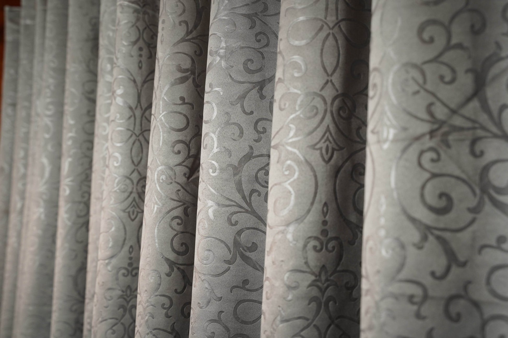 Grey Embossed 100% Blackout Curtain – 4ft x 7.5ft, Pack of 2(Buy 2 for a complete window look) - Homes and Company