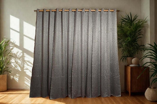 Grey Embossed 100% Blackout Curtain – 4ft x 7.5ft, Pack of 2(Buy 2 for a complete window look) - Homes and Company