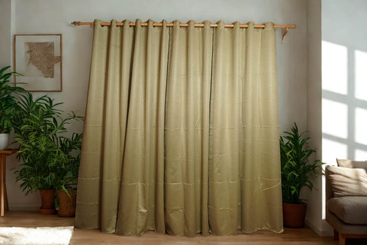 Light Green Embossed 100% Blackout Curtain – 4ft x 7.5ft, Pack of 2 (Buy 2 for a complete window look) - Homes and Company