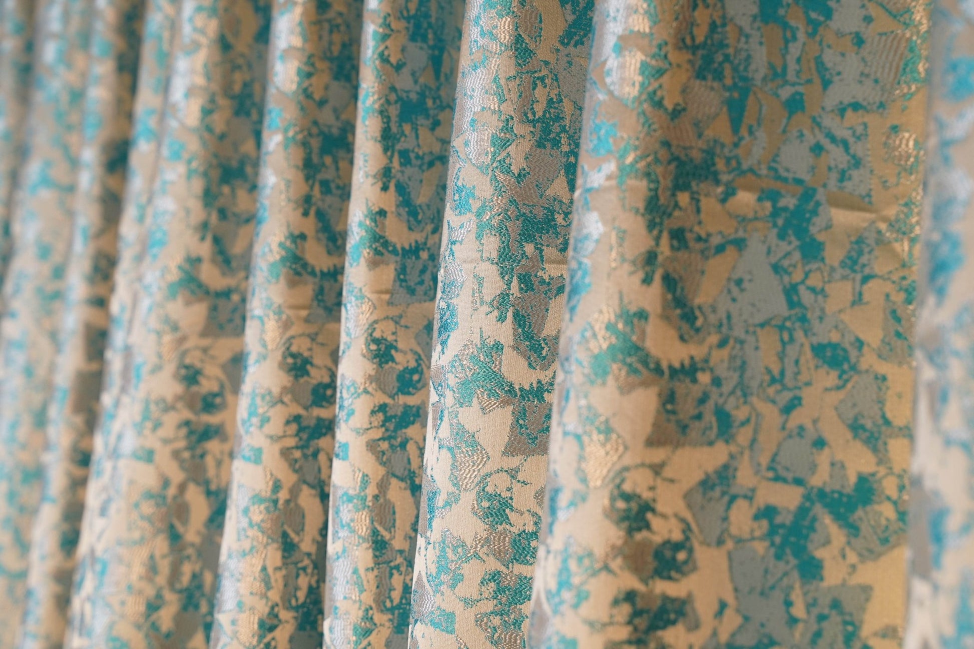 Turquoise Blue Jacquard Curtain | 70% Blackout | Pack of 2 | 4 x 7.5 Ft | - Homes and Company